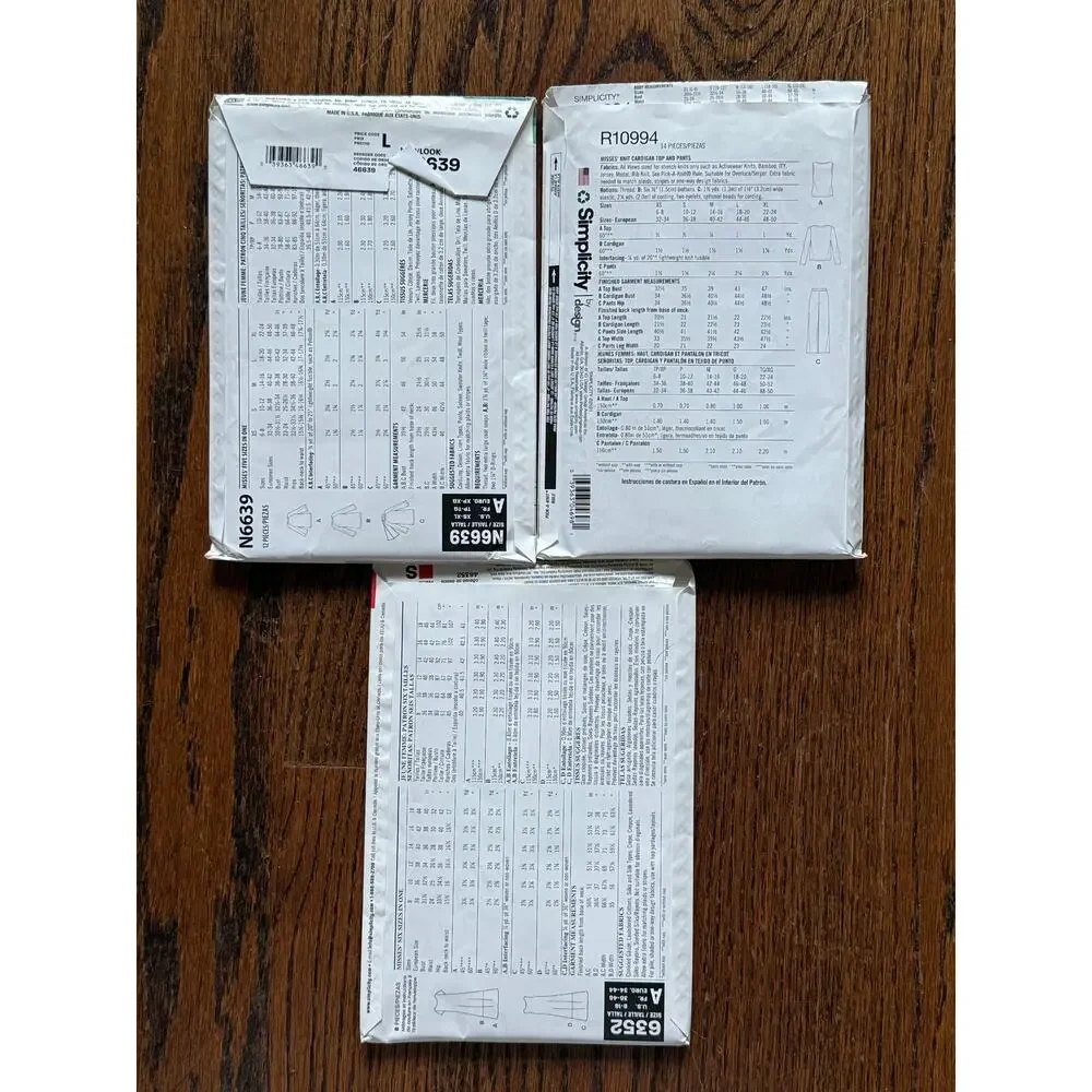 UC & FF 3-Sewing Patterns Bundle Simplicity NEWLOOK Coat Jacket Dress Size XS-XL